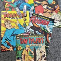 Group-lot-6-x-1960s-Comics-Catman-Rustly-Riley-Secret-Agent-X-9-Frogman-gc-etc-3-Western-penknives-Buck-Jones-Tim-Holt-etc-Sold-for-43-2021