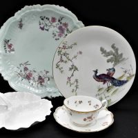 Group-lot-Continental-China-inc-Limoges-Large-Aqua-plate-Plate-with-hand-painted-peacocks-Duo-Divided-serving-plate-Sold-for-37-2021