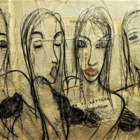 Peter-FERRIER-1966-Large-Mixed-Media-Painting-Women-Series-signed-lower-right-184cm-W-92cm-H-Sold-for-62-2021