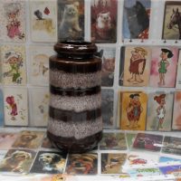 Small-Lot-of-Mixed-Items-incl-Various-Swap-Cards-w-images-of-AnimalsCartoons-Vintage-West-German-pottery-Vase-w-Brown-Bands-Marks-to-base-Sold-for-62-2021