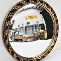 Vintage-Round-Convex-Mirror-Timber-Black-Gilt-frame-33cm-D-Sold-for-43-2021