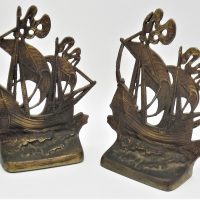 Vintage-heavy-Brass-book-ends-traditional-sailing-ship-design-Sold-for-43-2021
