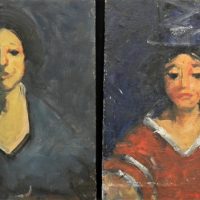 Artist-Unknown-2-x-Unframed-c1950s-Australian-Oil-Paintings-Portraits-of-Ladies-both-Unsigned-305x255cm-Sold-for-112-2021