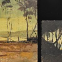 Artist-Unknown-2-x-Unframed-c1950s-Australian-Oil-Paintings-Sunlight-Shadow-Both-unsigned-255x305cm-38x46cm-each-Sold-for-75-2021