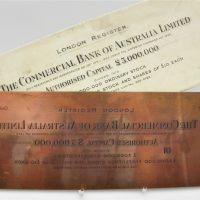 Commercial-Bank-of-Australia-copper-printing-share-plate-authorise-capitol-5-million-pounds-stock-share-10-pound-each-in-original-envelope-Sold-for-161-2021