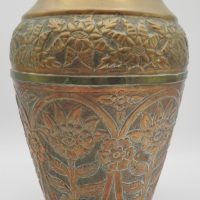 Vintage-Arts-Crafts-Copper-Vase-Heavily-embossed-Floral-design-around-body-to-top-section-no-marks-sighted-24cm-H-Sold-for-81-2021