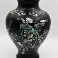 Vintage-Oriental-BRONZE-Enamelled-VASE-Mother-of-Pearl-Inlay-in-the-form-of-birds-and-blossom-Presented-to-Fed-Of-Master-Builders-Aust-From-Const-Sold-for-93-2021