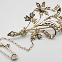 c1889-15ct-ygold-Brooch-floral-spray-set-with-pearls-TW-6-8-grms-Sold-for-273-2021