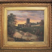 c1900-Gilded-Framed-Oil-Painting-of-Abbey-Ruins-Approx-500cm-H-x-520cm-W-Sold-for-43-2021