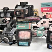 2-x-Small-Boxes-Cameras-Equipment-inc-Polaroid-EE33-Land-Camera-Joycam-Colorpack-II-Square-Shooter-2-Toshiba-electronic-Flash-Unit-Hanimex-Flas-Sold-for-62-2021
