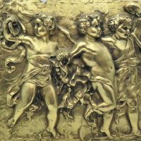 Heavy-Square-Brass-Wall-Plaque-with-raised-Cherubs-32cm-x-42cm-Sold-for-75-2021