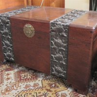 197080s-Camphorwood-trunk-two-carved-floral-panels-interior-sliding-tray-carved-side-handles-brass-front-clasp-22-x-105-x22cm-Sold-for-149-2021