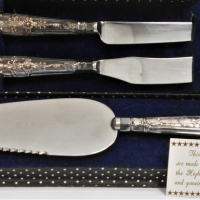 2-x-Boxed-Hallmarked-sterling-silver-incl-Sheffield-c1969-Cheese-Butter-knife-c1968-Cake-server-all-with-embossed-handles-hallmarks-sighted-Sold-for-50-2021