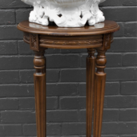 2-x-items-inc-Wooden-round-pedestal-table-decorate-carving-and-Italian-made-for-Harrods-white-ceramic-featuring-cherubs-Sold-for-99-2021