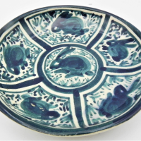 Carl-Cooper-1912-1966-Small-Australian-Pottery-Dish-Hand-painted-RABBIT-to-centre-to-5-Surrounding-panels-Blue-White-glaze-incised-signatur-Sold-for-124-2021