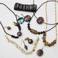 Group-lot-Ladies-costume-jewellery-inc-coloured-glass-pendants-bracelets-earrings-sequined-beaded-bracelet-etc-Sold-for-50-2021