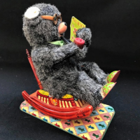 1950s-Japanese-tin-boperated-BEAR-reading-a-book-in-rocking-chair-grey-polush-fur-wearing-glasses-torch-and-book-gc-works-22cm-H-Sold-for-130-2021