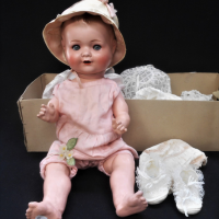 Vintage-Amand-Marseille-Doll-AM-54242-K-bisque-head-Composition-body-glass-eyes-extra-clothes-approx-54-cms-L-Sold-for-168-2021