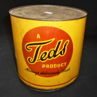 Vintage-Australian-A-Teds-Products-Salted-Peanuts-Tin-Made-by-Dominon-Can-Company-in-Melourne-Lid-To-Base-Sold-for-62-2021
