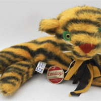 Vintage-Tiger-Soft-Toy-made-in-Melbourne-by-Emil-Toys-operating-1930s-1970s-with-original-tag-and-label-approx-35cm-L-Sold-for-99-2021
