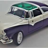 118-Scale-Diecast-Model-Car-1955-Ford-Fairlane-Crown-Victoria-in-Purple-White-Model-Made-by-Road-Signature-Sold-for-62-2021