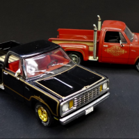 2-x-118-Scale-Diecast-Model-Pickup-Trucks-incl-2-x-1978-Dodge-Pickup-in-Black-Red-made-by-Ertl-Sold-for-62-2021