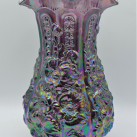 Imperial-Carnival-Glass-Lavender-POPPY-SHOW-Vase-Fluted-Rim-31cm-H-Sold-for-137-2021