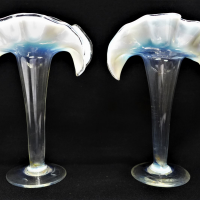 Pair-Victorian-Trumpet-Vases-clear-base-white-opalescent-rims-turned-sides-17cm-H-Sold-for-62-2021