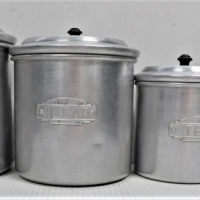 1930-40s-Aluminium-Cannisters-graduating-in-size-bakelite-knobs-flour-sugar-tea-coffee-Sold-for-50-2021