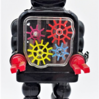 1950s-Yoshiya-Japanese-Wind-Up-Tin-Toy-Robot-w-Clear-Front-to-See-Mechanism-Marks-incl-KO-Approx-22cm-H-Sold-for-174-2021