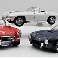 3-x-118-Scale-Model-Diecast-American-Convertible-Sports-Cars-incl-1957-Fuel-Injected-Chevrolet-Corvette-red-body-Burago-a-Shelby-Cobra-47SC-in-na-Sold-for-87-2021