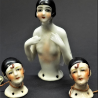 3-x-1930s-Art-Deco-China-Half-Dolls-incl-Flapper-Torso-2-x-Flapper-Girl-Heads-All-Numbered-Sold-for-56-2021