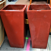 Pair-Rustic-Red-tall-glazed-ceramic-garden-pots-square-shape-approx-68cm-H-Sold-for-68-2021