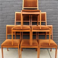 Set-of-6-x-Retro-Mid-century-Modern-Teak-Dining-Chairs-original-2-toned-brown-striped-velour-Upholstery-no-marks-sighted-Sold-for-62-2021