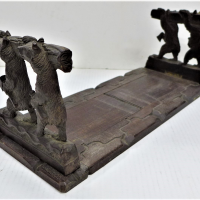 Vintage-carved-Black-Forest-book-slide-bears-carrying-logs-to-ends-Sold-for-118-2021
