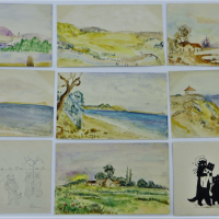 Approx-9-x-vintage-hand-painted-and-drawn-postcards-inc-seascapes-landscapes-homestead-views-cat-etc-some-signed-and-with-written-text-to-the-b-Sold-for-81-2021