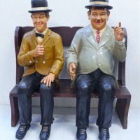 Vintage-Laurel-Hardy-on-a-Park-Bench-Ceramic-Figure-Ornament-Approx-62cm-Tall-Sold-for-137-2021