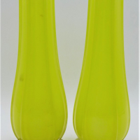 Pair-c1900-Yellow-glass-Vases-with-Sterling-silver-rims-hall-marked-London-1904-with-clear-scalloped-glass-bases-18cms-H-Sold-for-112-2021