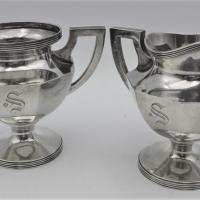 c1920s-Hartford-Sterling-Silver-Milk-Jug-Twin-handled-open-Sugar-Bowl-approx-10cms-H-approx-280-gms-total-marks-to-base-Sold-for-137-2021