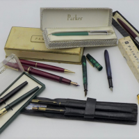 Group-Lot-of-vintage-stationery-incl-Parker-Duo-fold-set-with-14k-nib-fountain-pen-Micador-set-Onoto-Dainty-fountain-pen-Platinum-etc-Sold-for-124-2021