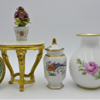 Group-lot-of-German-china-inc-c1900-Schlerholz-Plaue-Miniature-table-pot-Furstenburg-Vase-Miniature-vases-etc-Sold-for-75-2021