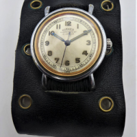 Roamer-Military-1944-46-Mens-Wristwatch-MST372-movement-Shock-Resist-Patent-Waterproof-Type-1-Case-Turtle-Lugs-currently-on-leather-army-band-with-Sold-for-99-2021