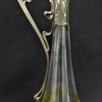 Vintage-Art-Nouveau-WMF-Pewter-Mounted-Claret-Jug-Yellow-floral-nouveau-design-to-lower-section-of-glass-body-marks-sighted-to-handle-no-stopper-Sold-for-323-2021