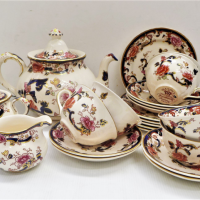 Vintage-Masons-Ironstone-tea-set-in-the-Mandalay-pattern-inc-six-trios-tea-pot-creamer-and-lidded-sugar-bowl-extra-saucer-minor-damage-noted-Sold-for-50-2021