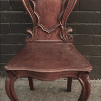 Vintage-c1910-Carved-Oak-Hall-Chair-ornate-carved-medallion-back-cabriole-legs-Sold-for-56-2021