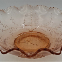 1920s-Australian-Crown-Crystal-peach-glass-Kangaroo-Master-bowl-with-fluted-tooth-rim-Rd-No-4696-approx-24cm-D-Sold-for-211-2021