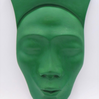 1930s-Australian-Pottery-Wall-mask-Stylised-Eastern-Lady-bright-green-glaze-no-marks-sighted-30cm-H-Sold-for-149-2021