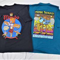 2-x-1990s-Mambo-Theology-T-shirts-black-L-green-XL-double-sided-graphics-made-in-Australia-Sold-for-112-2021