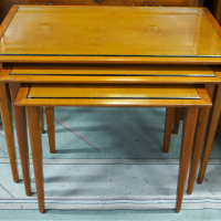 Retro-Set-of-3-x-Teak-Nesting-Tables-with-Glass-inserts-slender-tapering-legs-design-largest-50cm-H-73cm-W-Sold-for-87-2021