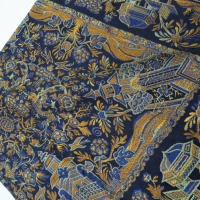 Vintage-Chinese-silk-brocade-cloth-black-ground-heavily-patterned-with-buildings-flowers-rich-orange-lime-green-blue-colours-160-x-84-cms-Sold-for-62-2021